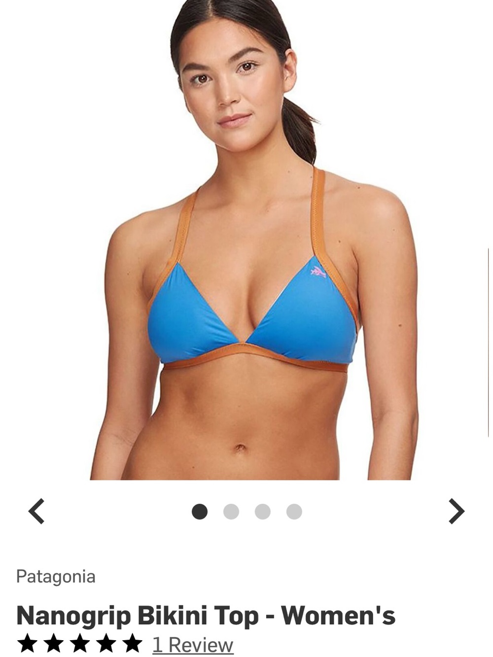 Patagonia Blue Bikini Top with Tan Trim